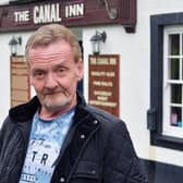 Canal Inn's hero customer Davie Buchanan who dived into the Forth & Clyde Canal to save a woman who fell in on Sunday evening. Pic: Michael Gillen