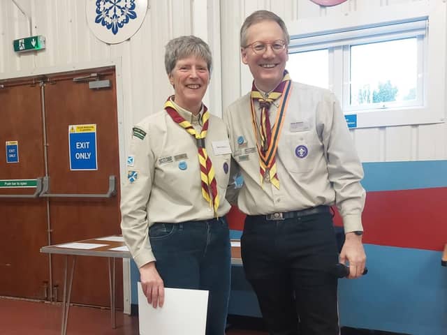 Mark Hesketh presents long service certificate to Aileen Thomson.