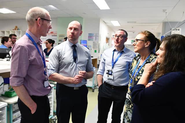NHS Forth Valley chief executive Ross McGuffie, left, with Neil Gray, Cabinet Secretary for Health and Social Care on a recent visit to Forth Valley Royal Hosptal. Pic: Michael Gillen