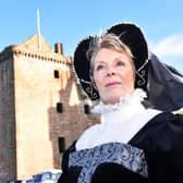 HippFest volunteer Val Ferguson OBE, as Mary Queen of Scots at Linlithgow Castle. Photo by Lisa Evans.