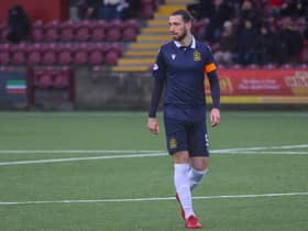 Stenhousemuir's latest signing Gregor Buchanan in action for Dumbarton at Ochilview earlier this year (Photo: Scott Louden)