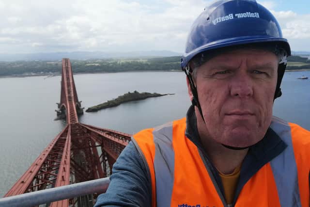 Allan Crow at the viewing platform at the top of the bridge