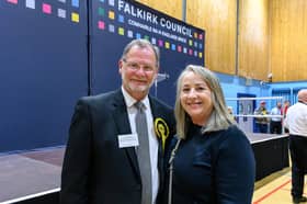New Falkirk West MSP Gary Bouse  with his wife Suzanne. Pic: Michael Gillen