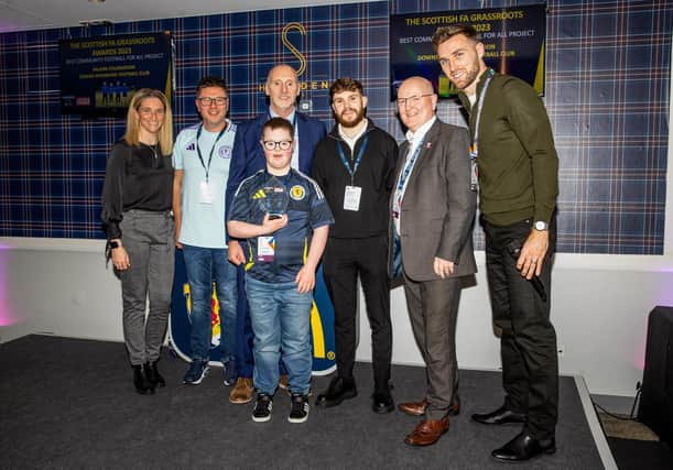 The Falkirk Foundation’s Down’s Syndrome football group won the prestigious best community project for all prize last Friday night at Hampden Park (Page pictures by Alan Harvey/SNS Group)