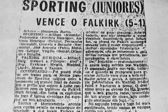 A Portuguese newspaper report of the game in 1964. Pic: Contributed