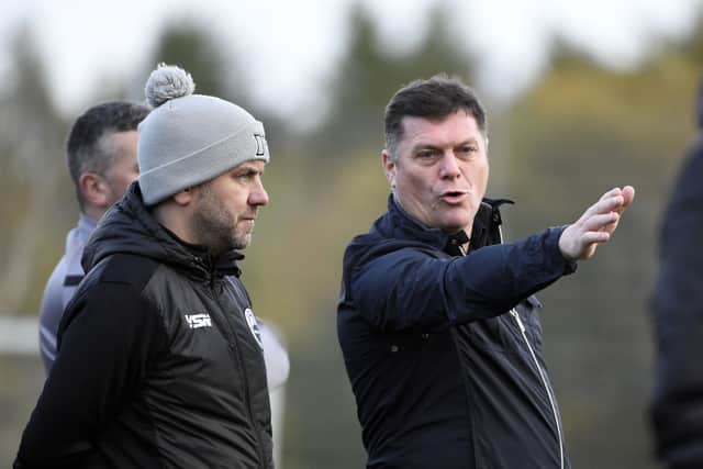 Dunipace boss Danny Smith on the touchline (Photo: Alan Murray)