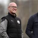 Assistant manager Alan Moffat (left) with Dunipace boss Danny Smith (Pic by Alan Murray)