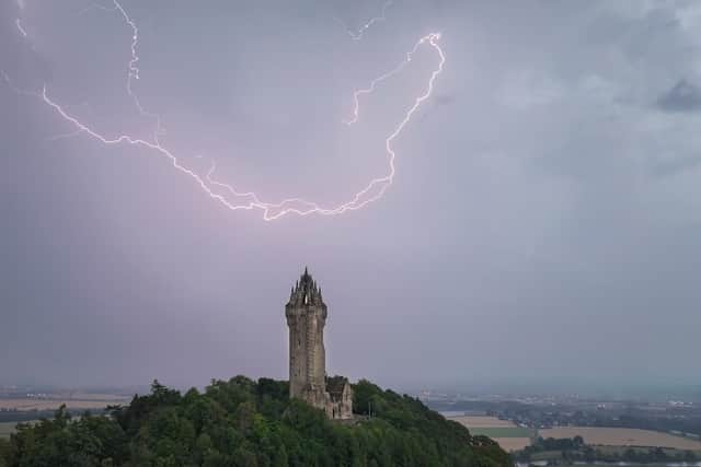 Thomas Lamont's shot of the lightning above the Wallace Monument on Sunday evening
