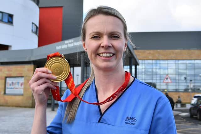 Vicky Wright returned to work at Forth Valley Royal Hospital after her gold medal success in March, but now she has decided to retire from the elite game (Picture: Michael Gillen)