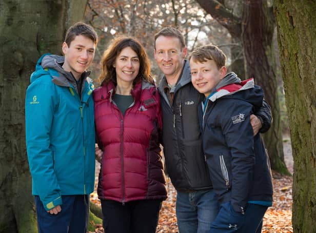 Rob Flett,  with his wife Moira and sons Jamie and Euan (Pic: Paul )