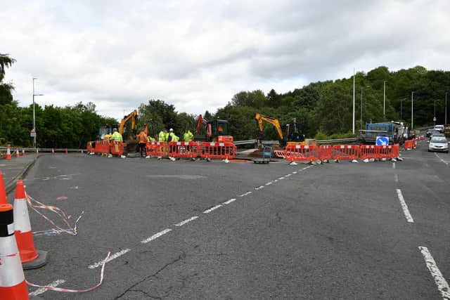 The road improvement works on Snab Brae started in January and should have been finished by mid May. (Pic: Michael Gillen)