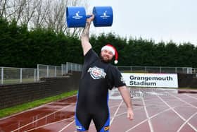 Two times Scotland Strongest Man Andy Black promoting last year's event