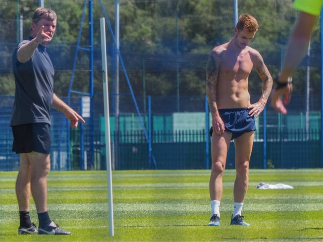 Assistant manager Joe Gallen, left,  takes training.  Picture: Habibur Rahman