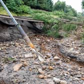 The force of water from the breach in the Union Canal caused severe damage to the main Edinburgh to Glasgow railway line last month.