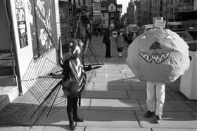 Homemade spider and pumpkin costumes for Halloween photographed in 1998 – could you manage something similar next year? (Picture: Hamish Campbell)