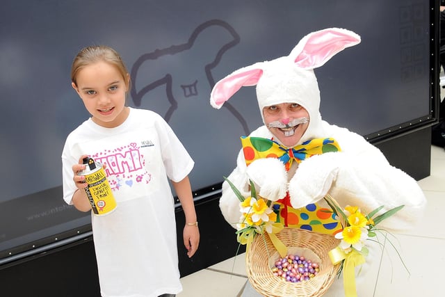 Naomi MacDonald from Camelon, who was nine in 2011, and the Easter Bunny in the Howgate Centre taking part in crafts