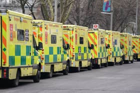 Ambulances outside a hospital