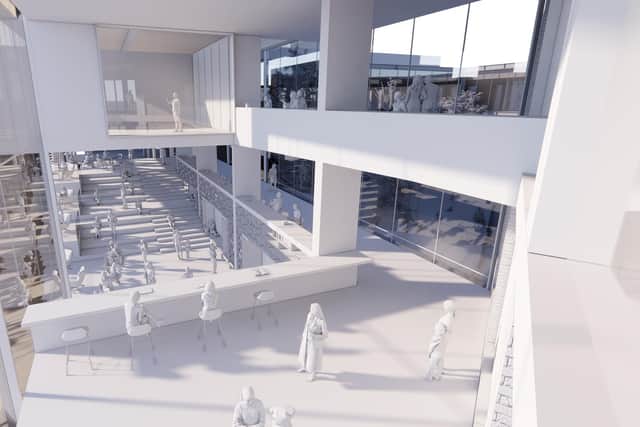 An artist’s impression of how the foyer, library and studio spaces could look inside the new Falkirk Town Hall. (Pic: Falkirk Council)
