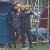 Stenhousemuir manager Gary Naysmith on the touchline with assistant manager Brown Ferguson (Photo: Scott Louden)