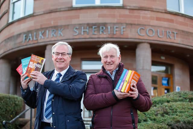 Criminal defence solicitor and author William McIntyre joins his self-proclaimed "number one fan" Russell MacGillivray at Falkirk Sheriff Court