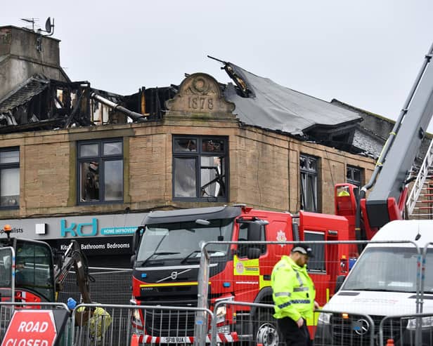 The property in Mary Street, Laurieston was badly damaged in Saturday evening's fire. Pic: Michael Gillen