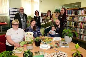 Library staff Bill, Ines, Jennifer and Lynne in the back row with members of Falkirk Gardening group. Pic: Falkirk Council