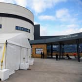 The tents appeared outside Forth Valley Royal Hospital shortly after the Health Improvement Scotland inspection