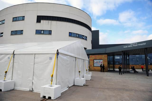 The tents appeared outside Forth Valley Royal Hospital shortly after the Health Improvement Scotland inspection