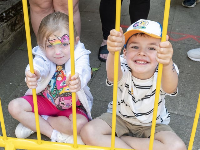 Behind bars.