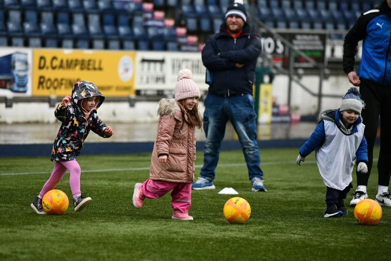 Festive fun with members of the Falkirk first team helping coach the youngsters who attended on Wednesday afternoon