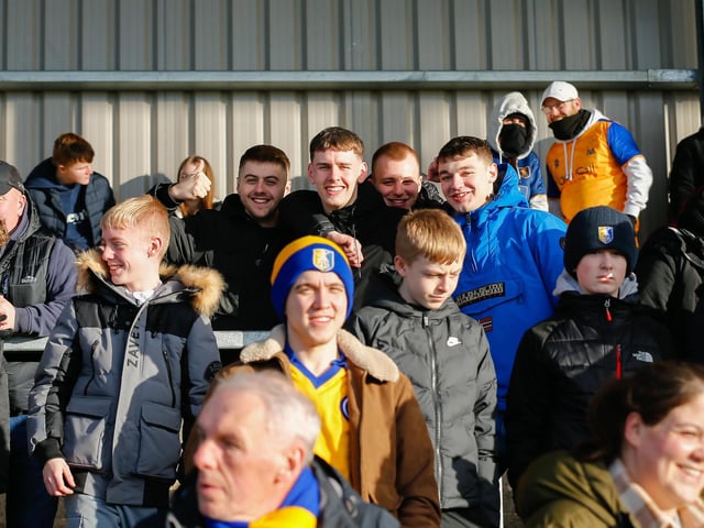 Mansfield Town fans at The Dunes Hotel Stadium for the match against Barrow.