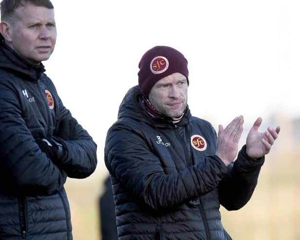 Stenhousemuir surged to a 16-point lead at the top of League Two after a 1-0 win over seventh-placed Stranraer last Saturday afternoon at Ochilview Park (Pictures by Alan Murray)