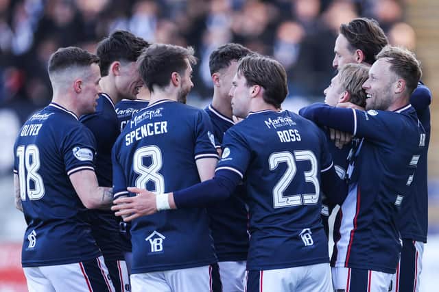 Falkirk's Calvin Miller celebrates after scoring to make it 2-0 (Photo by Roddy Scott / SNS Group)