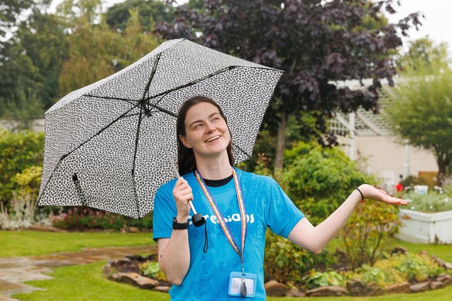 Rebecca Heggie, a service coordinator from Cyrenians, was hoping the rain would ease.