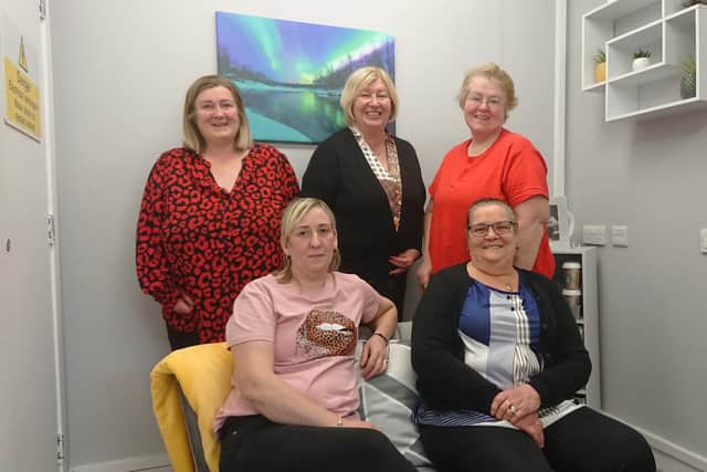 Back row: Michelle Jamieson, Councillor Lorna Binnie, Linda McKelvie (Treasurer) 
Front row: Sylvia Kay (chairperson) Helen Beurskens