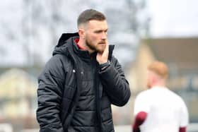 Injured centre-back Sean Crighton has taken on the role of interim manager and led the Warriors on Saturday against Forfar Athletic (Pics by Alan Murray)