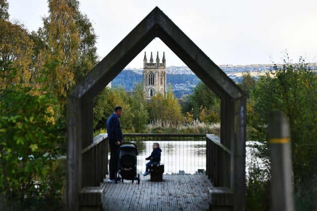 Larbert. Larbert Loch with Larbert Old Church in the distance.