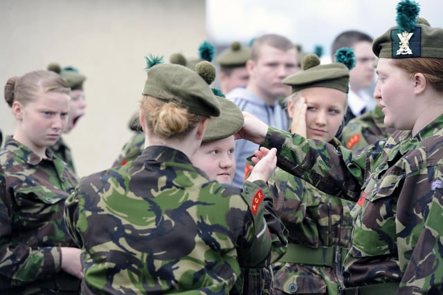 Young cadets prepare for parade.