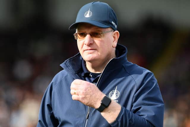 John McGlynn and his Falkirk players were praised for how they played against Celtic Park in Premier Sports Cup quarter-final (Pic Michael Gillen)