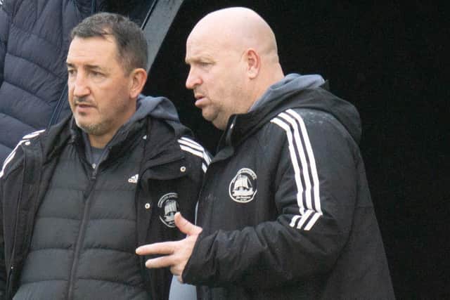 Gordon Wylde (right) currently has Camelon Juniors second in the East of Scotland League first division table