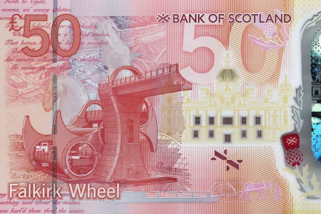 The Falkirk Wheel and The Kelpies feature on the new £50 note from the Bank of Scotland which goes into circulation in July 2021