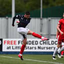 Michael Ruth lashes home Falkirk's equaliser. Picture by Michael Gillen