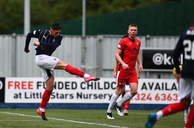 Michael Ruth lashes home Falkirk's equaliser. Picture by Michael Gillen