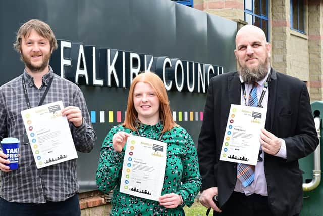 Roddy Hamilton, energy and climate change officer, Claire Gibson, lead climate change officer, and Councillor Bryan Deakin, climate change spokesperson