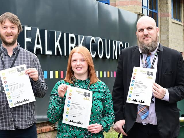 Roddy Hamilton, energy and climate change officer, Claire Gibson, lead climate change officer, and Councillor Bryan Deakin, climate change spokesperson