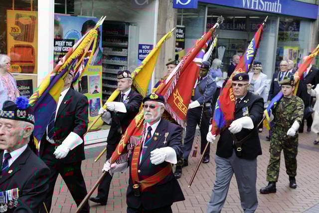 Standard bearers in La Porte Precinct.