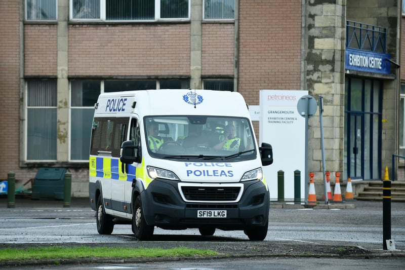 Sightings of police vans have increased in the Grangemouth area since the Climate Camp was set up 
(Picture: Michael Gillen, National World)
