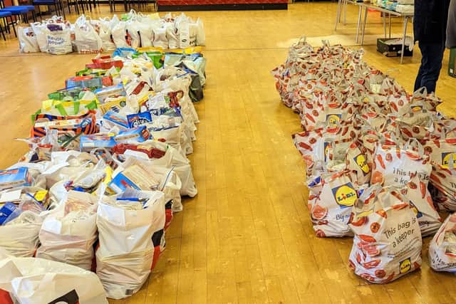 Food ready to be donated to people in Bainsford