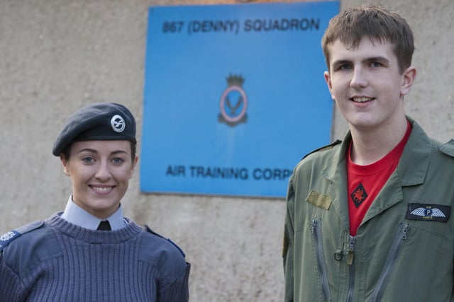 This picture from 2014 is of Connor Boyle (17), who became a pilot and fellow cadet and Warrant Officer Charlotte May (19).