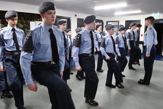 Air cadets on parade for inspection.